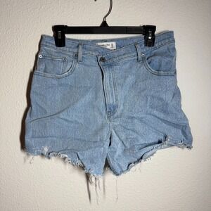 Abercrombie & Fitch 90s Ultra High‎ Rise Cut Off Shorts Womens 12R/31 Blue Denim